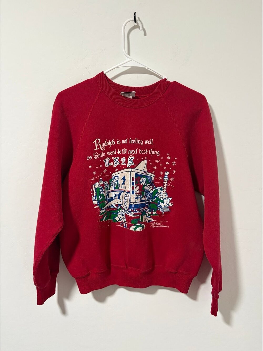 Vintage 80’s Rudolph USPS Christmas Sweatshirt Pullover - Mens Medium